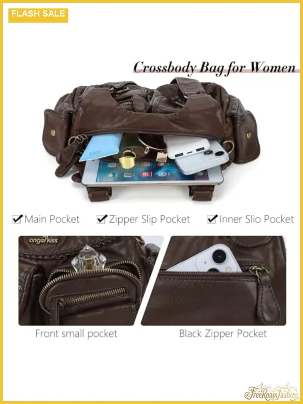 Vegan Leather Hobo Bag Women Shoulder Crossbody Purse with Pockets